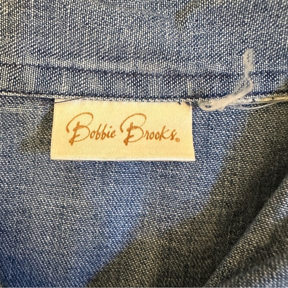 Bobbie Brooks Vintage Denim Flower Embroidered Shirt with Pockets Size Large - Picture 6 of 10